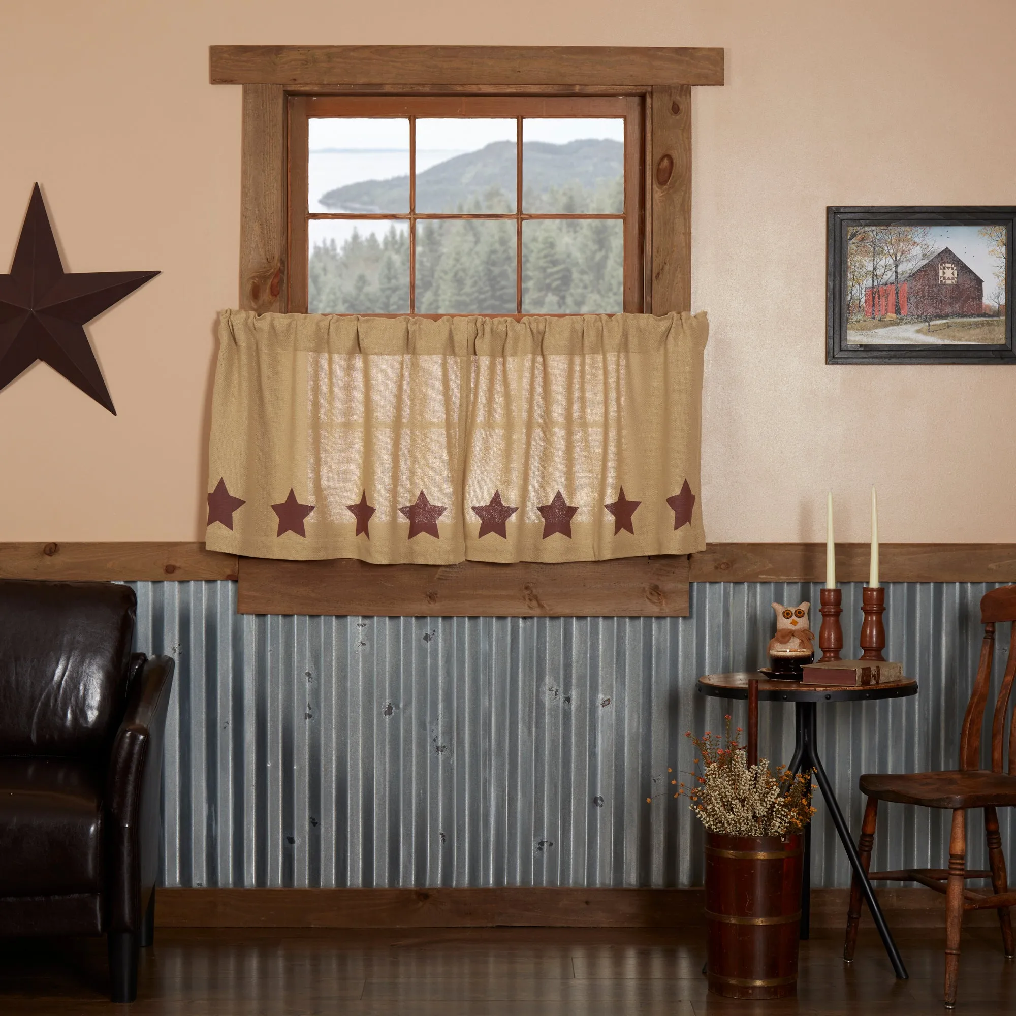 Burlap w/ Stencil Stars Tier Set of 2