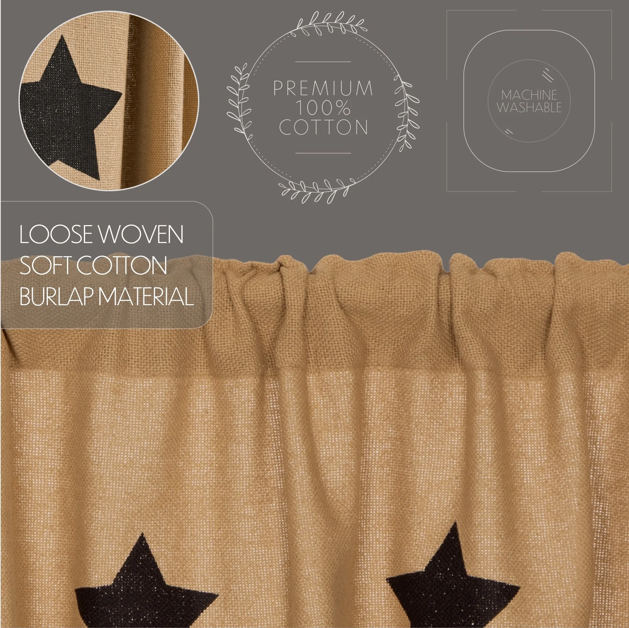 Burlap w/ Stencil Stars Tier Set of 2