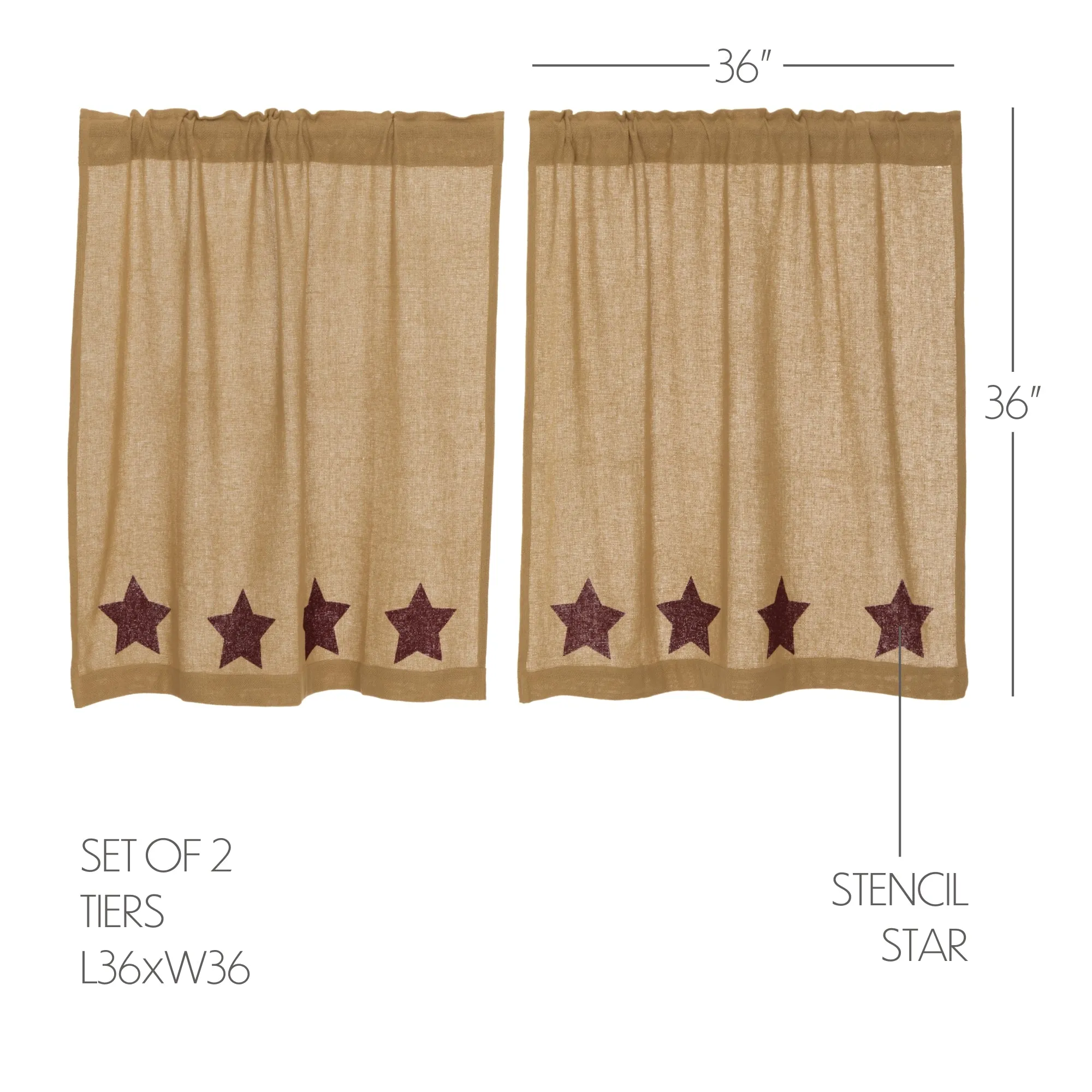Burlap w/ Stencil Stars Tier Set of 2