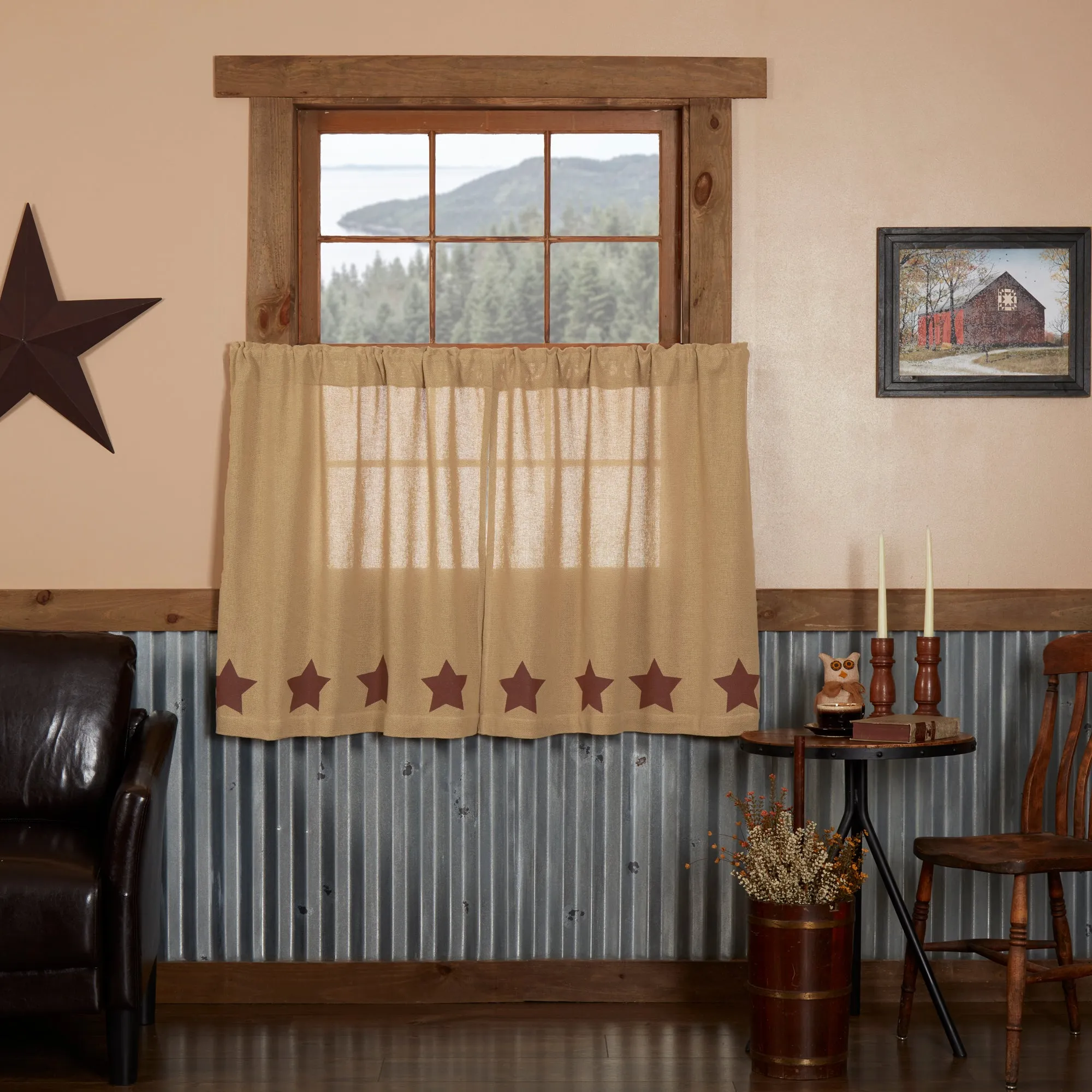Burlap w/ Stencil Stars Tier Set of 2