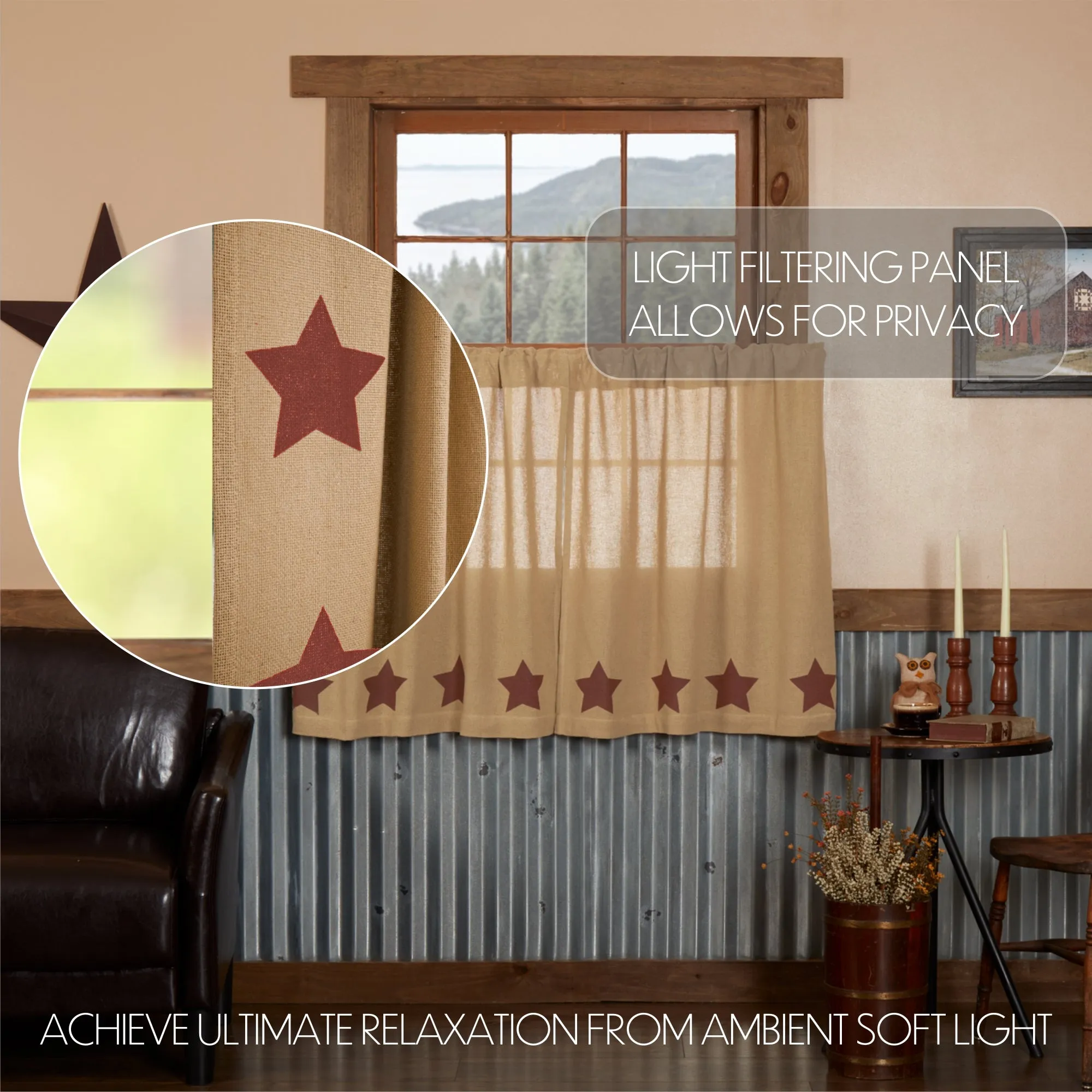 Burlap w/ Stencil Stars Tier Set of 2