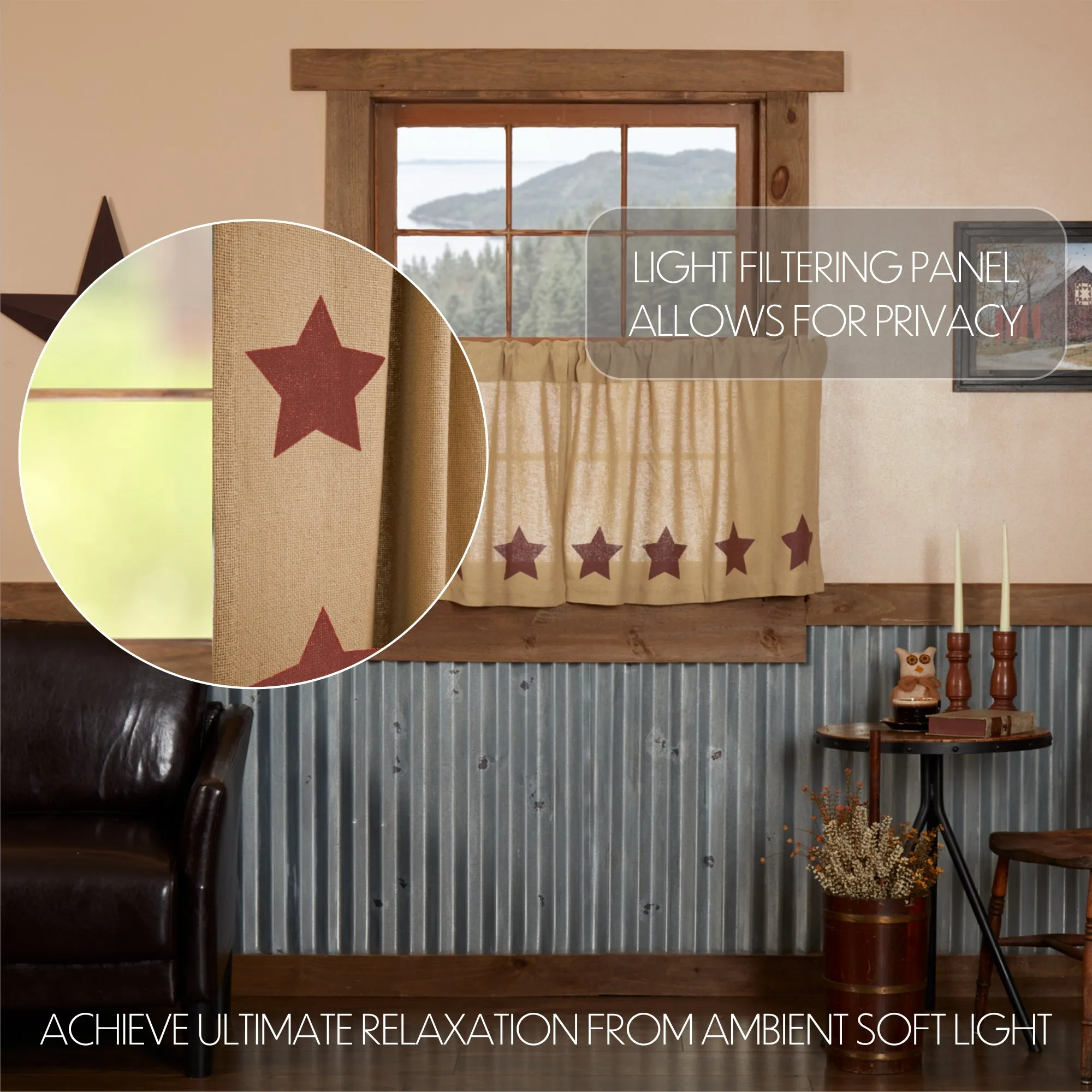 Burlap w/ Stencil Stars Tier Set of 2