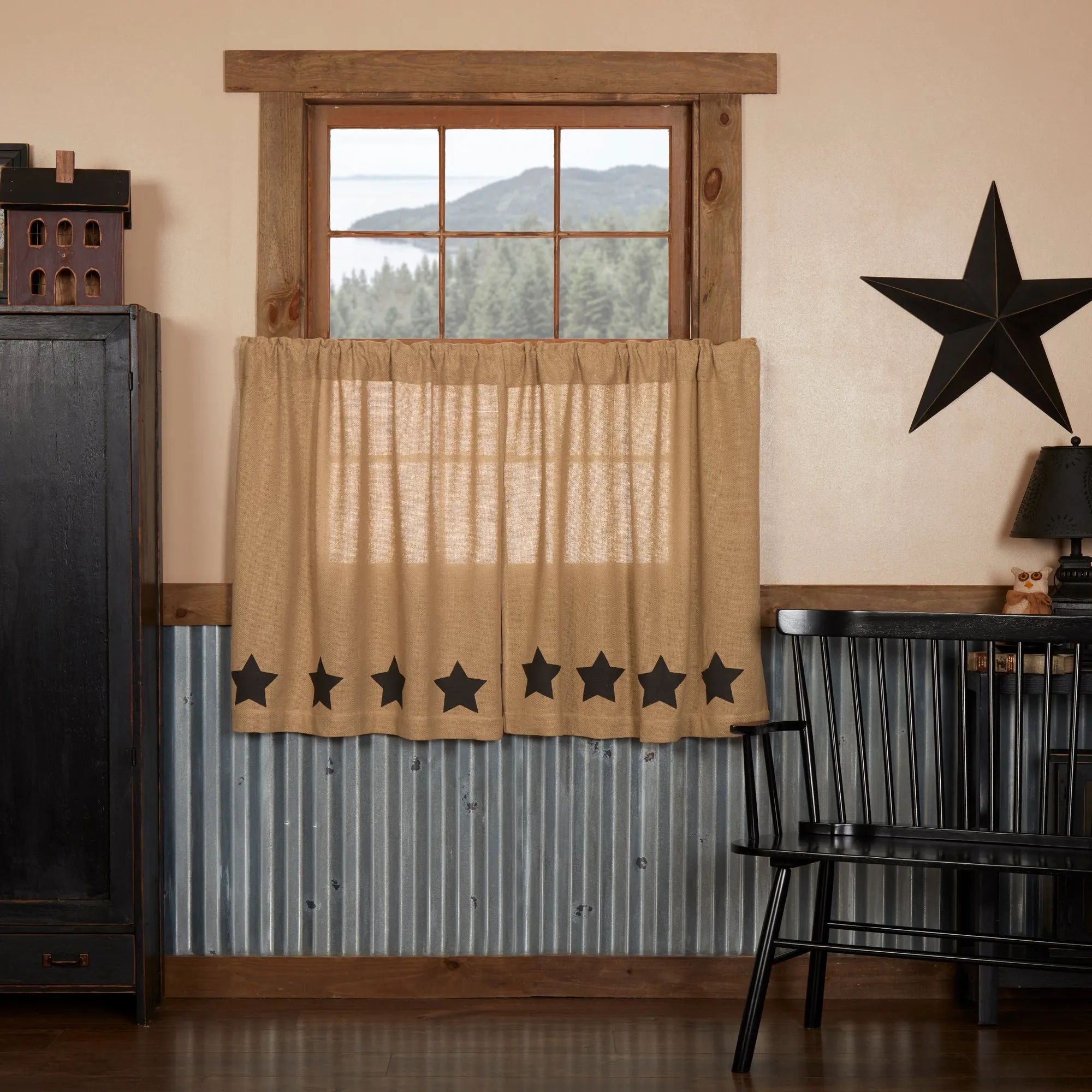 Burlap w/ Stencil Stars Tier Set of 2