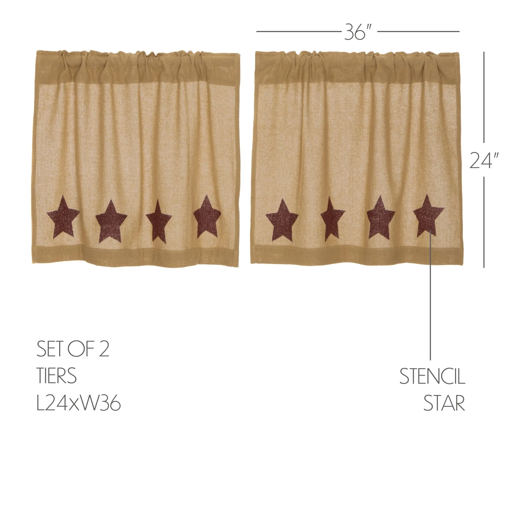 Burlap w/ Stencil Stars Tier Set of 2