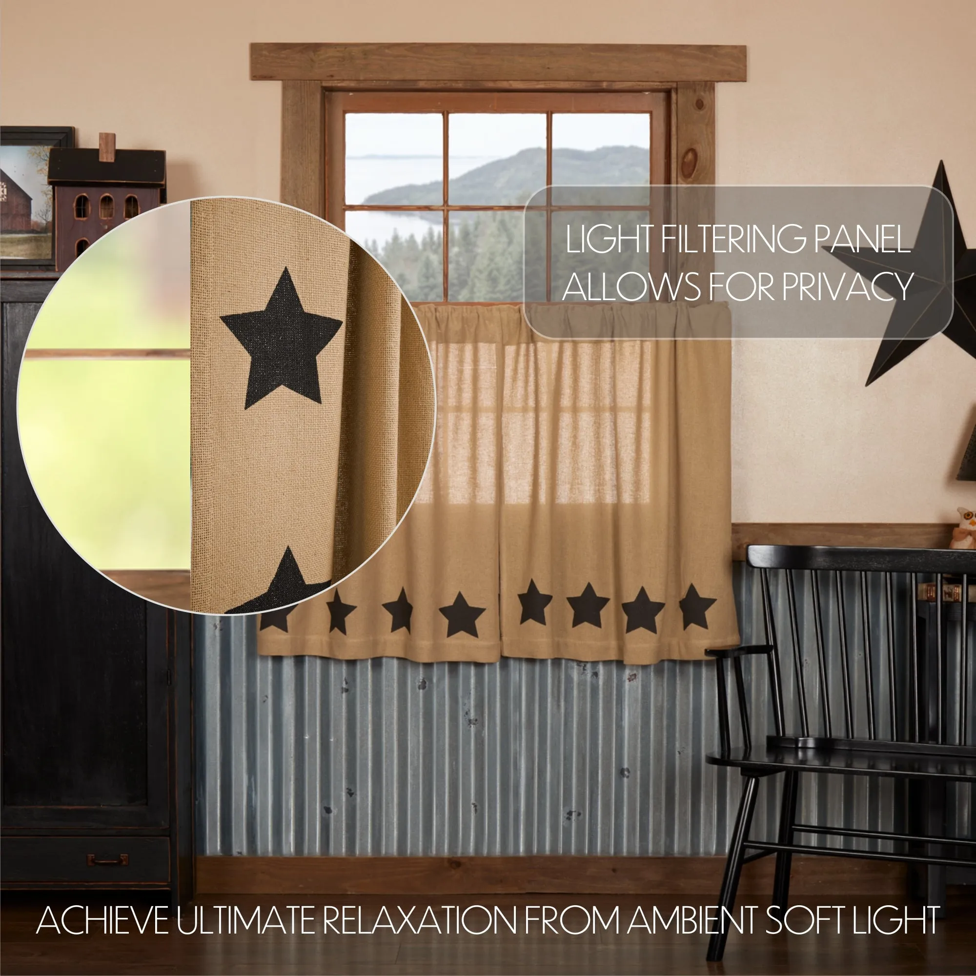 Burlap w/ Stencil Stars Tier Set of 2