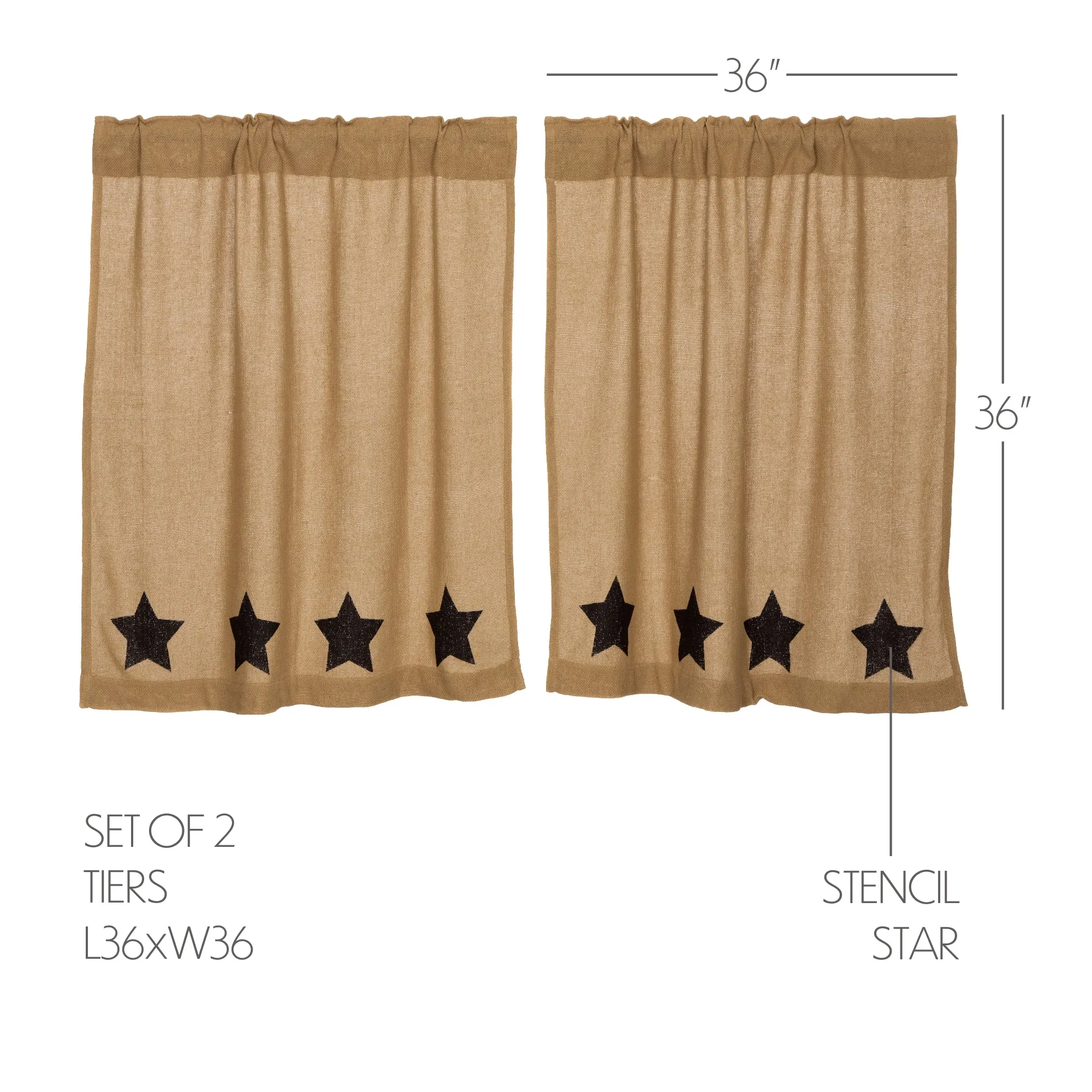 Burlap w/ Stencil Stars Tier Set of 2