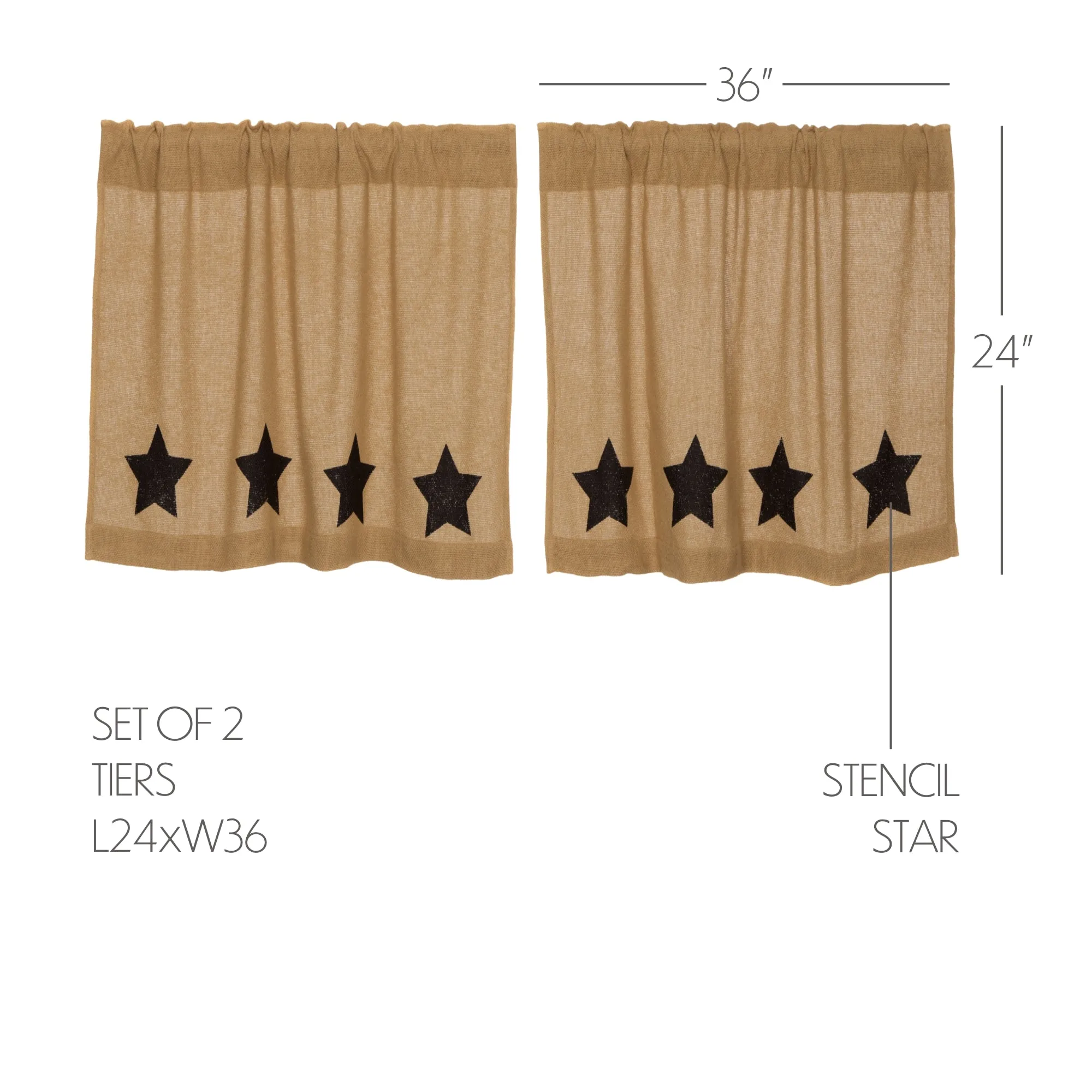 Burlap w/ Stencil Stars Tier Set of 2