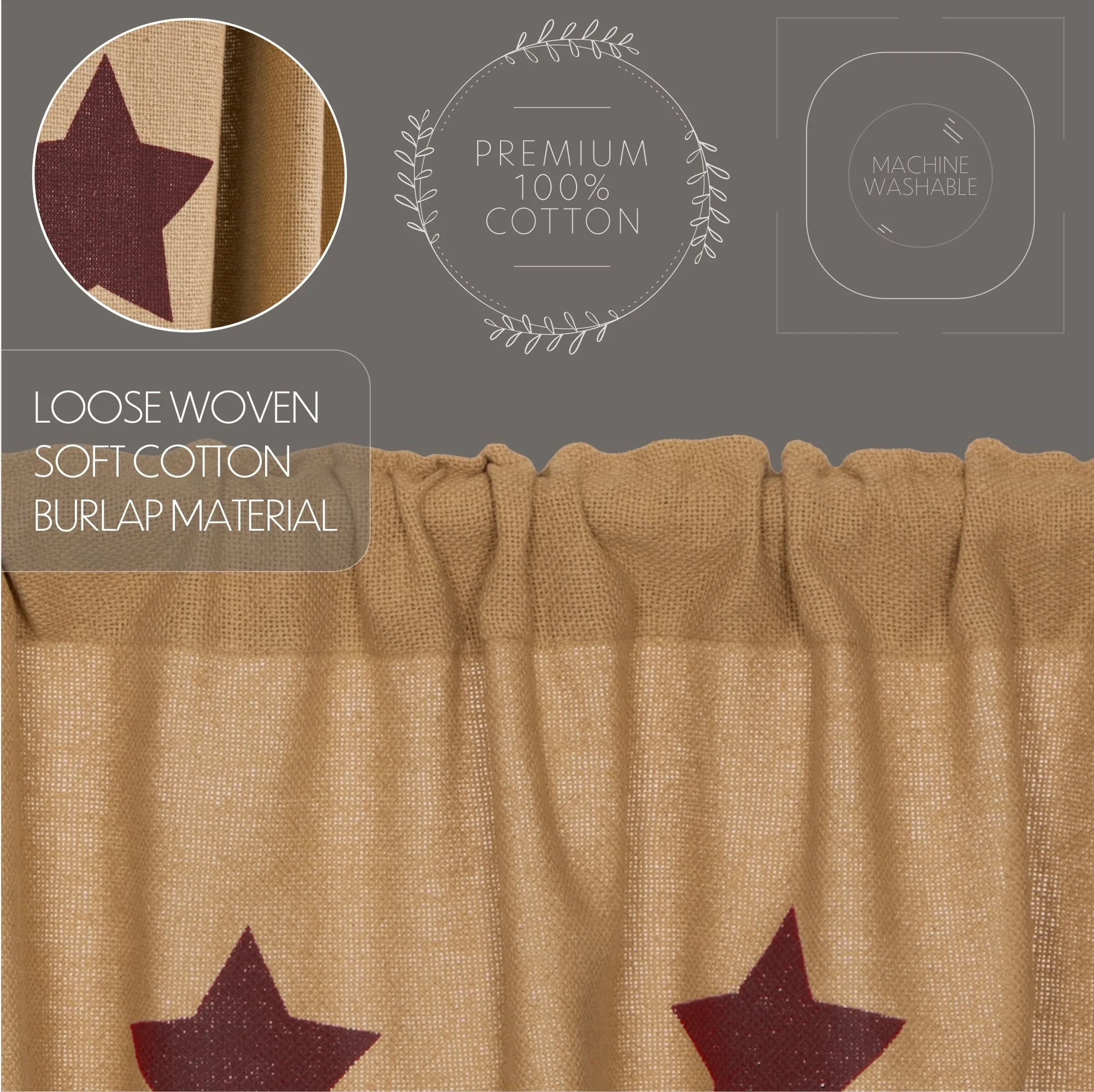 Burlap w/ Stencil Stars Tier Set of 2