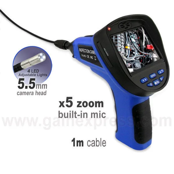 C0599E_1M_5.5mm Industrial 3.5 Endoscope 5.5mm Camera Video & Sound Recording Borescope w/ Mic