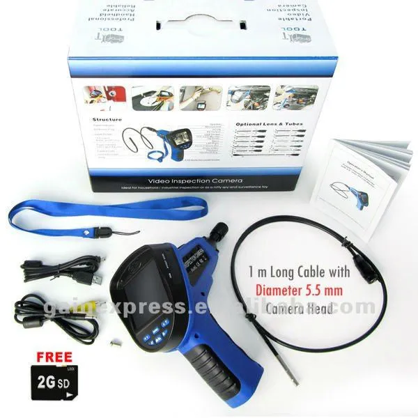 C0599E_1M_5.5mm Industrial 3.5 Endoscope 5.5mm Camera Video & Sound Recording Borescope w/ Mic
