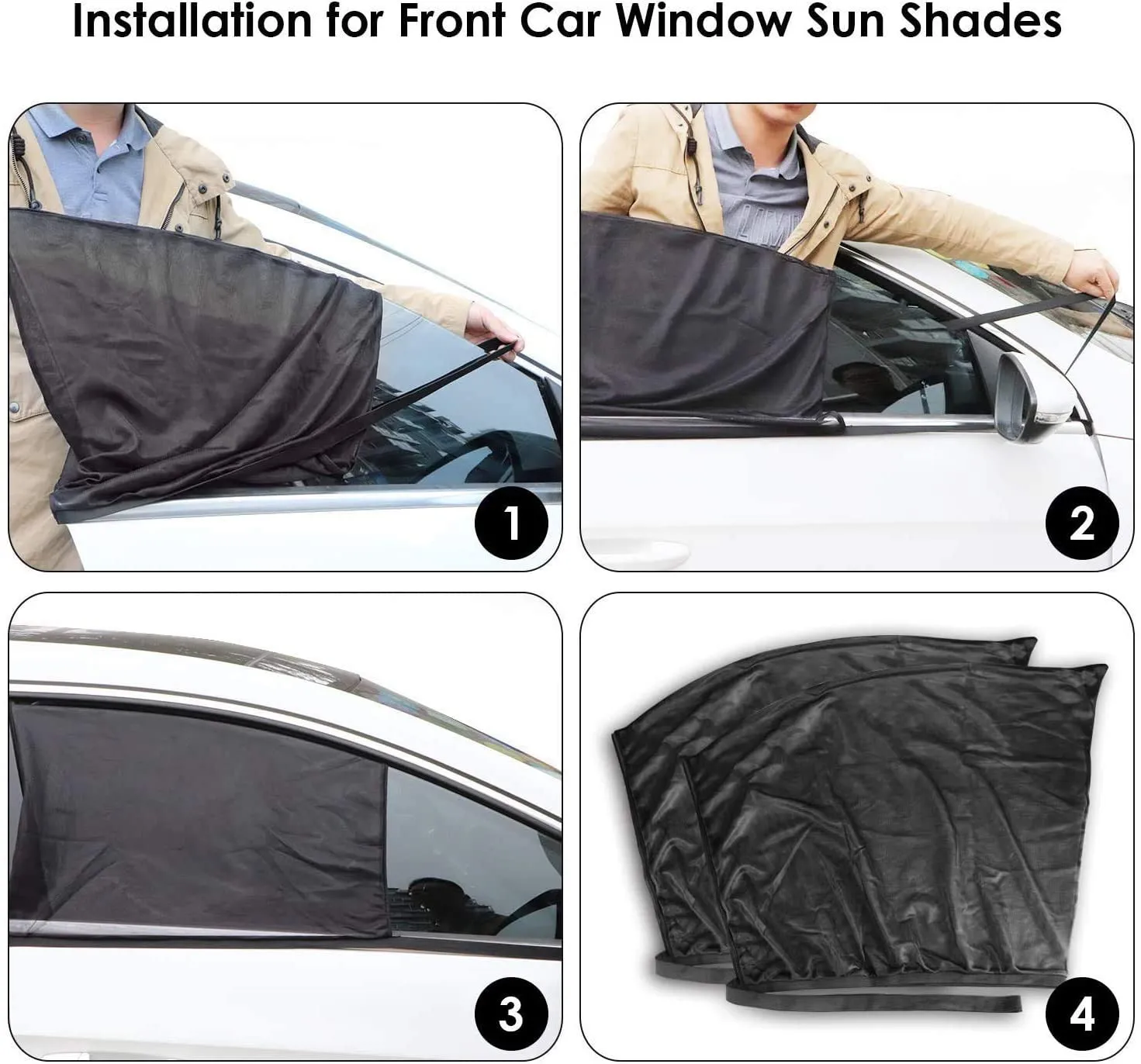 Car Front Side Window Sun Shades Door Sunshades Block Sun Glare (2 Pack)