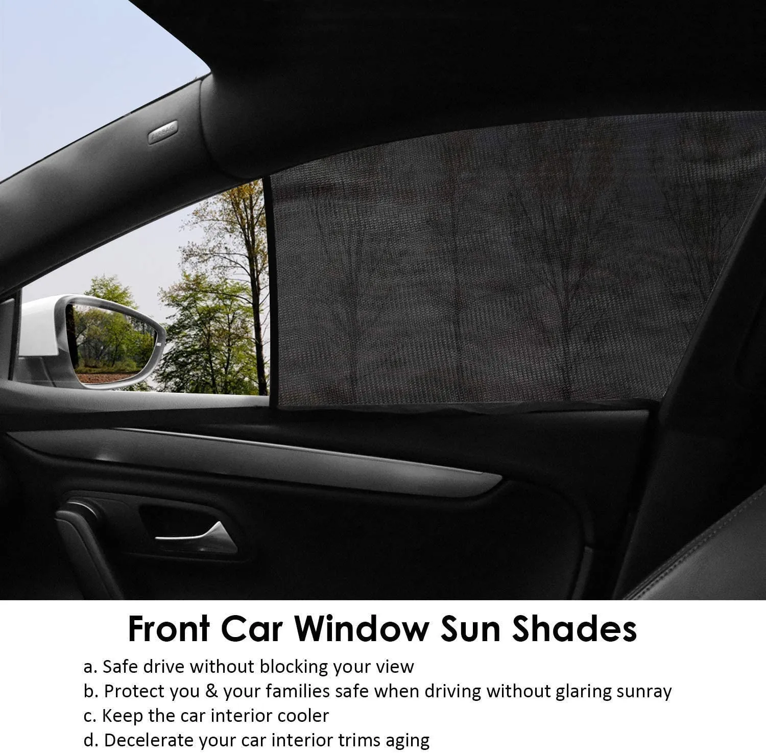 Car Front Side Window Sun Shades Door Sunshades Block Sun Glare (2 Pack)