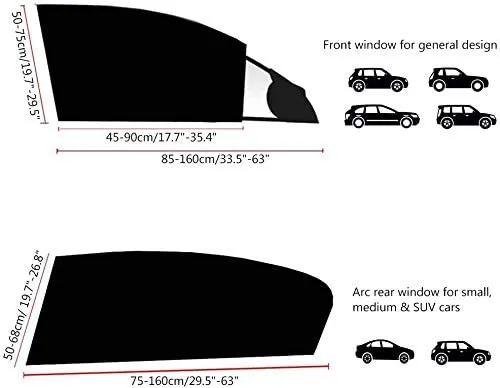 Car Front Side Window Sun Shades Door Sunshades Block Sun Glare (2 Pack)