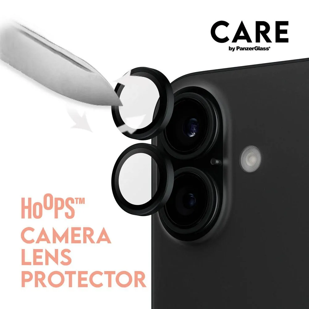 CARE By PanzerGlass iPhone 16 Plus 3-i-1 FLAGSHIP MagSafe Bundle - Cover / Privacy Skærmbeskyttelse (UWF) / Kamerabeskyttelse - Gennemsigtig / Sort