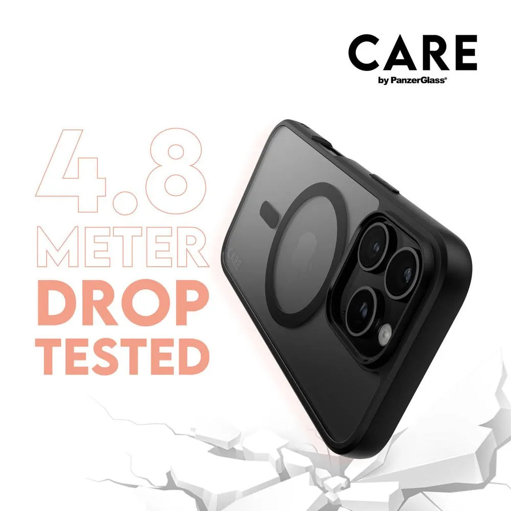 CARE By PanzerGlass iPhone 16 Pro 3-i-1 FLAGSHIP MagSafe Bundle - Cover / Privacy Skærmbeskyttelse (UWF) / Kamerabeskyttelse - Gennemsigtig / Sort