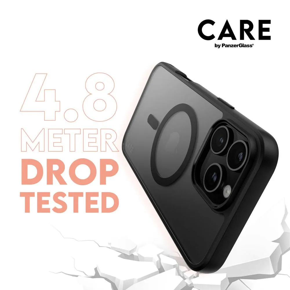CARE By PanzerGlass iPhone 16 Pro Max 3-i-1 FLAGSHIP MagSafe Bundle - Cover / Privacy Skærmbeskyttelse (UWF) / Kamerabeskyttelse - Gennemsigtig / Sort