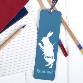 Children's Personalised 'Read Me' Rabbit Metal Bookmark