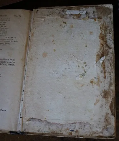 Child's Reader Wilson dated 1860 and Book Light