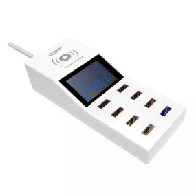 CRONY YC-CDA6W socket 8USB Wireless charging With Display  QC3.0 Smart Wireless Fast Charger for iPhone X S9 Mi6