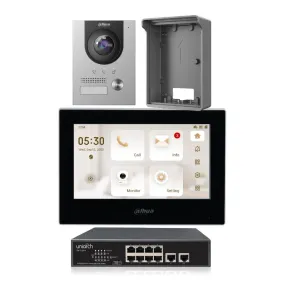 Dahua Intercom Kit, Black 7-inch Touch Screen Monitor, Outdoor Station, KIT-DHI-7INBLK2202F-P