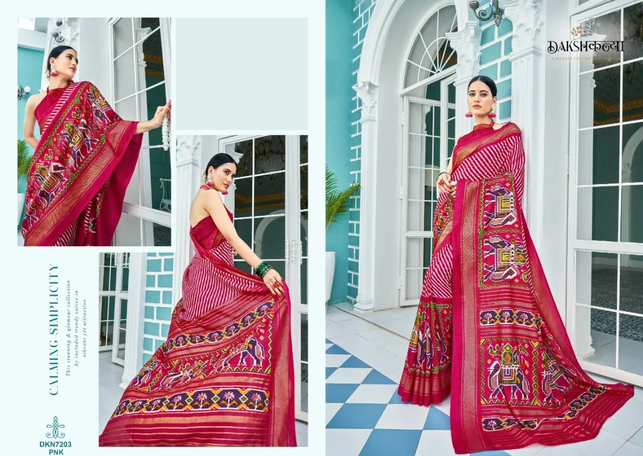 DAKSHKANYA DOLA SILK PATOLA WITH FOIL PRINTED SAREE
