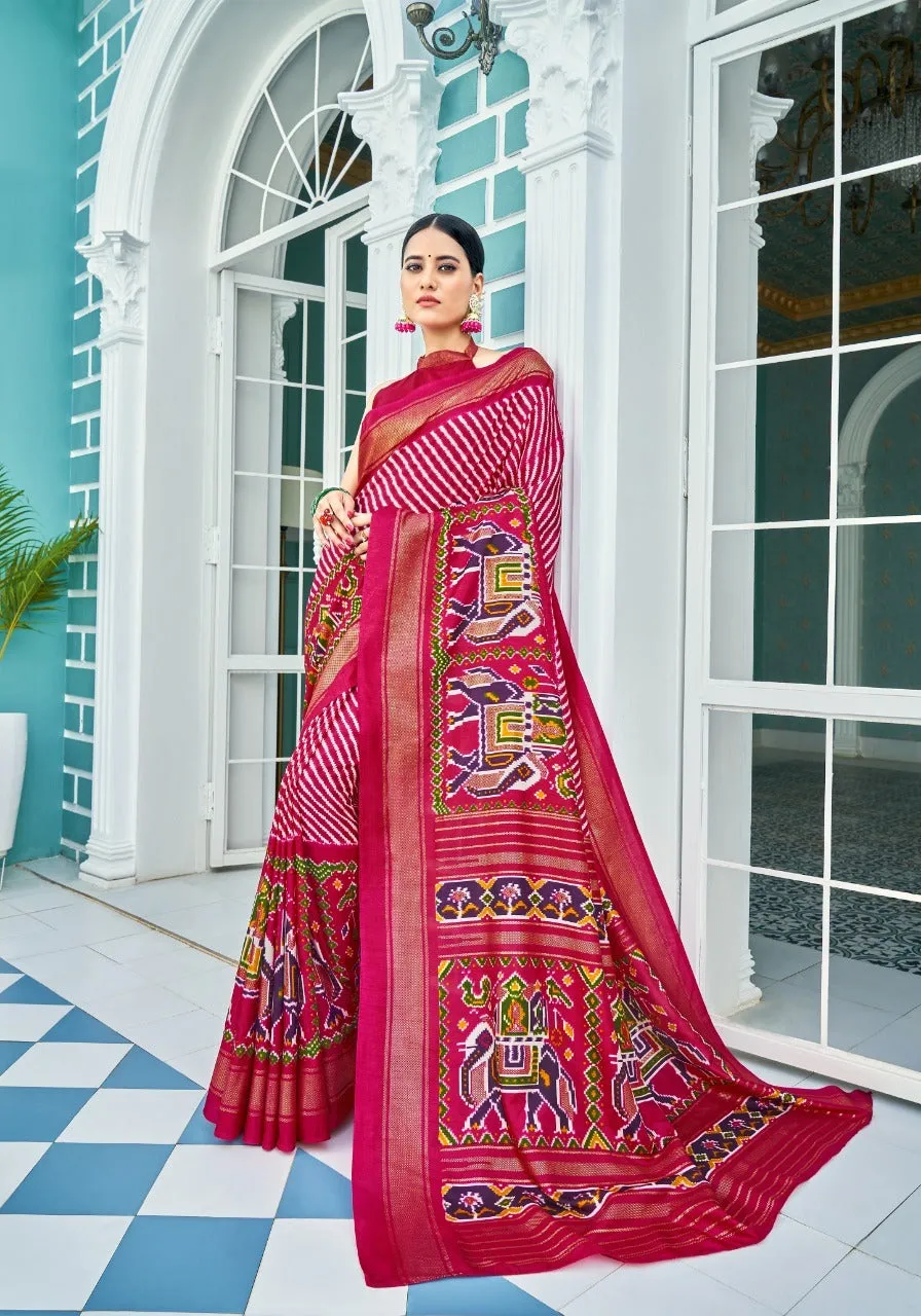 DAKSHKANYA DOLA SILK PATOLA WITH FOIL PRINTED SAREE
