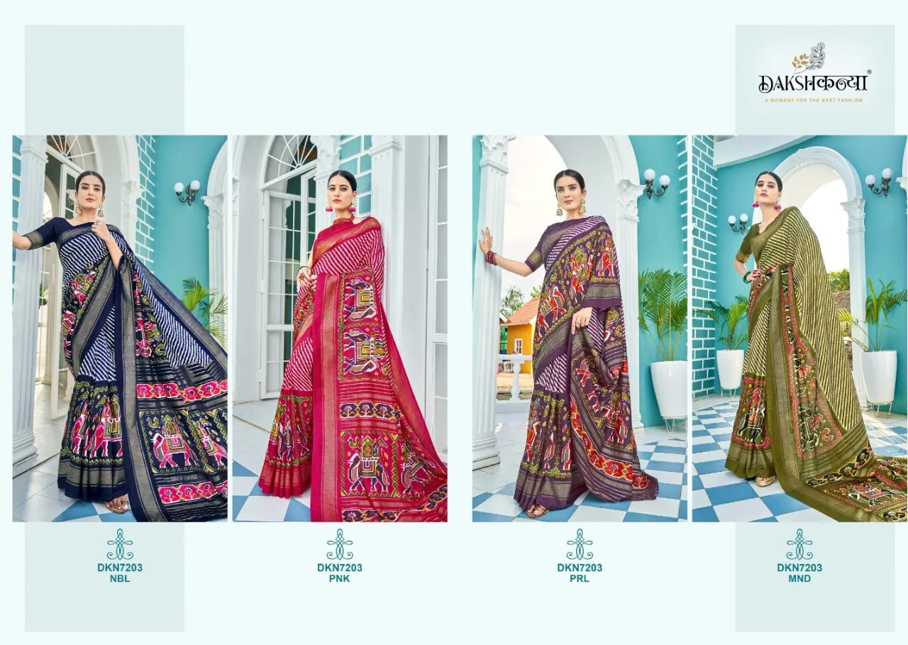DAKSHKANYA DOLA SILK PATOLA WITH FOIL PRINTED SAREE