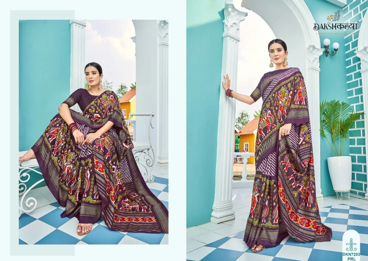 DAKSHKANYA DOLA SILK PATOLA WITH FOIL PRINTED SAREE