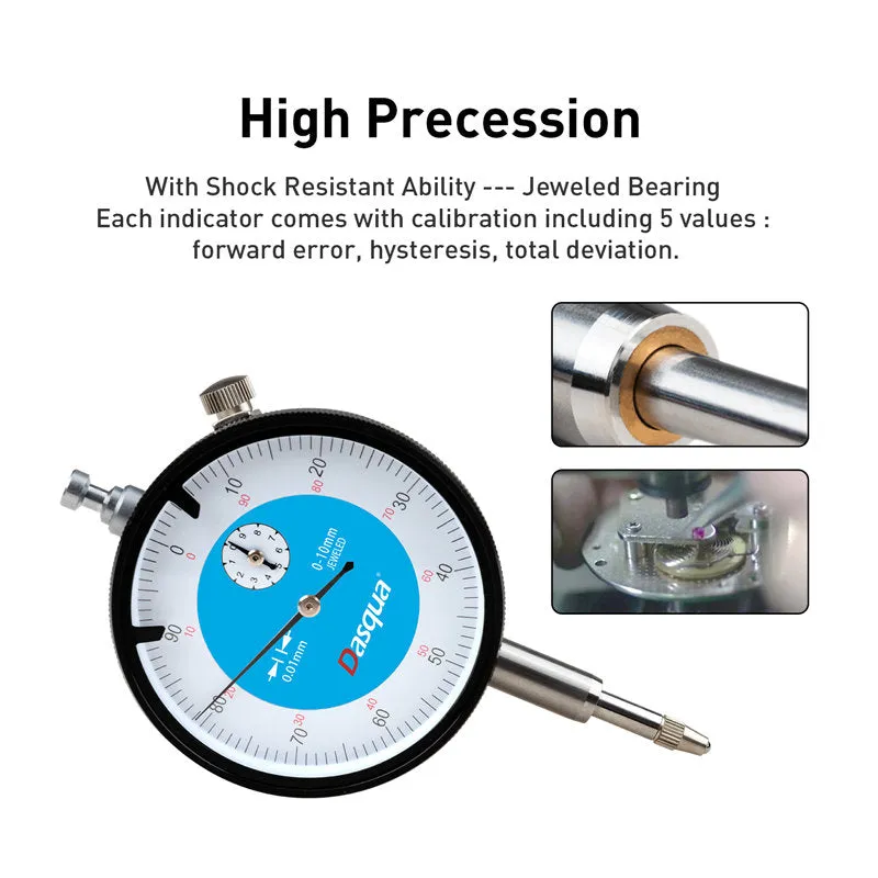 DASQUA High Accuracy Dial Indicator lug back 0-10 range