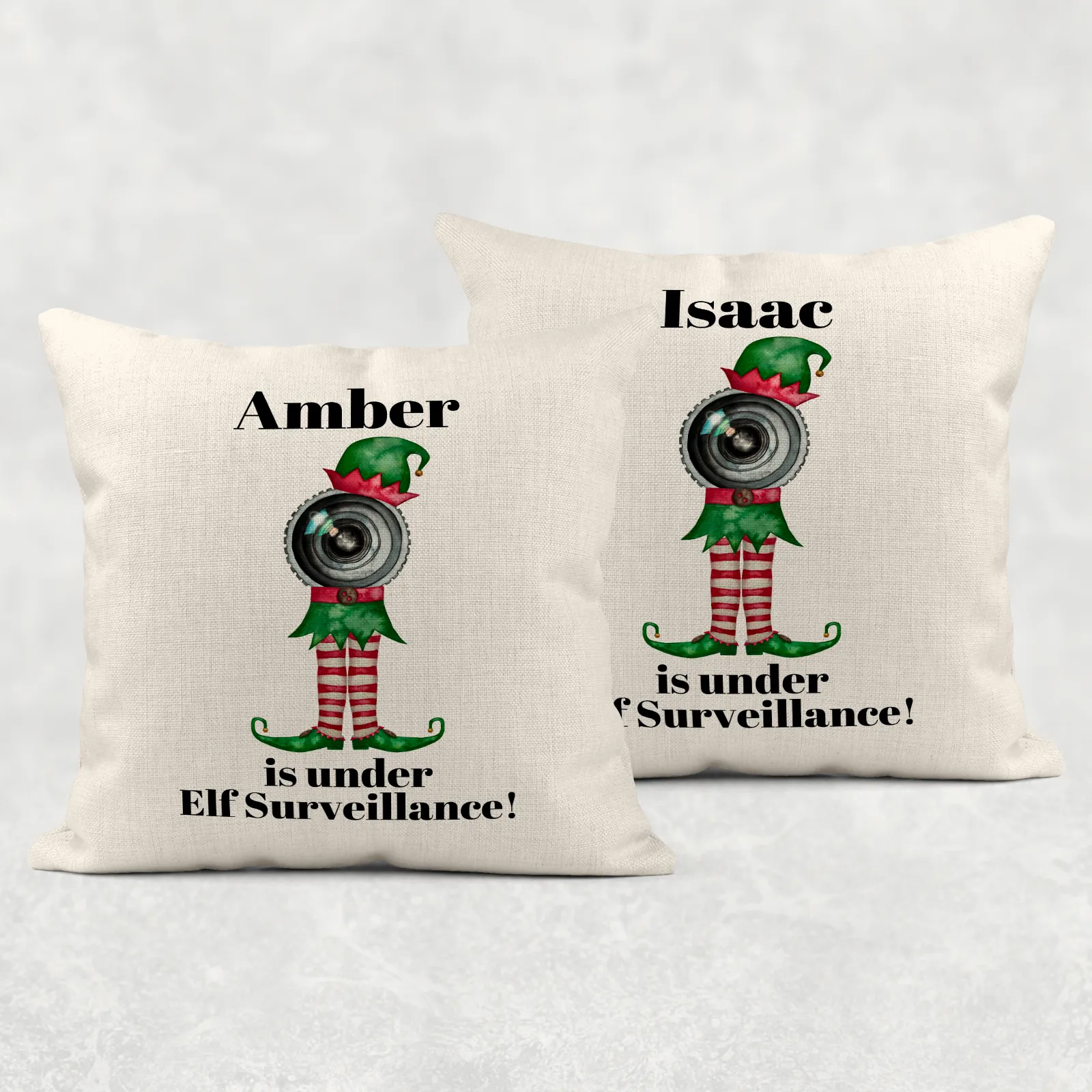 Elf Surveillance Christmas Cushion