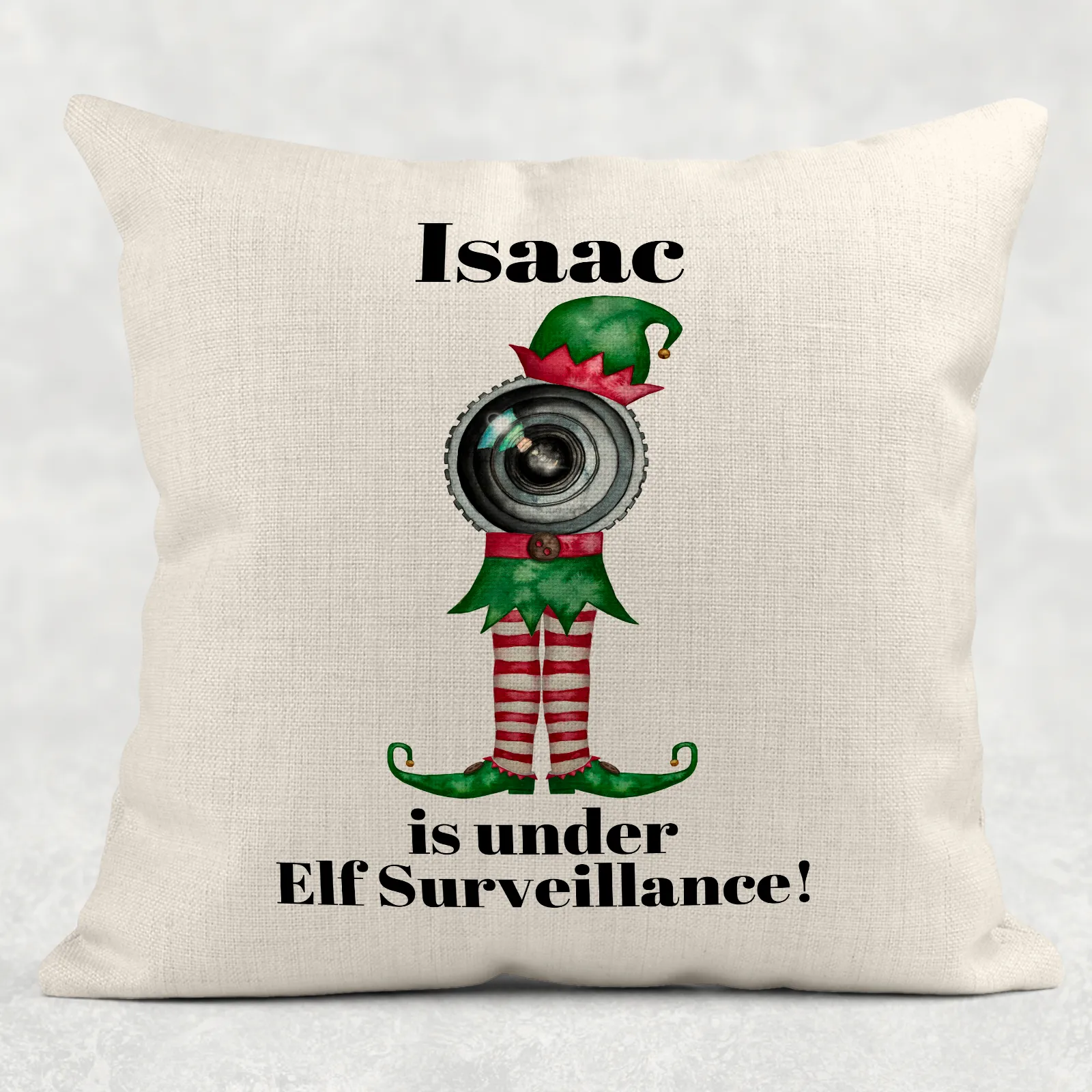Elf Surveillance Christmas Cushion