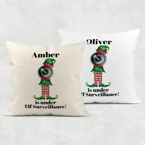 Elf Surveillance Christmas Cushion