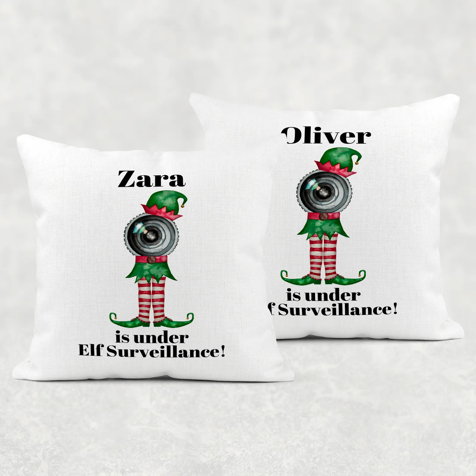 Elf Surveillance Christmas Cushion