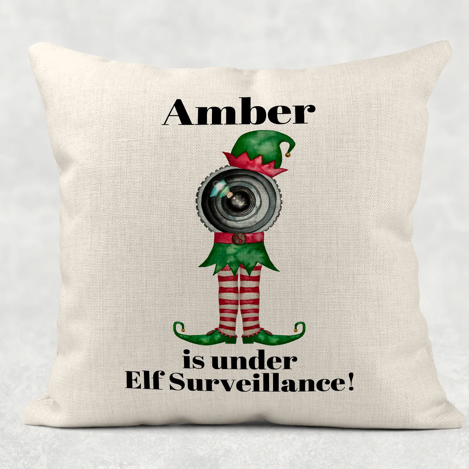 Elf Surveillance Christmas Cushion