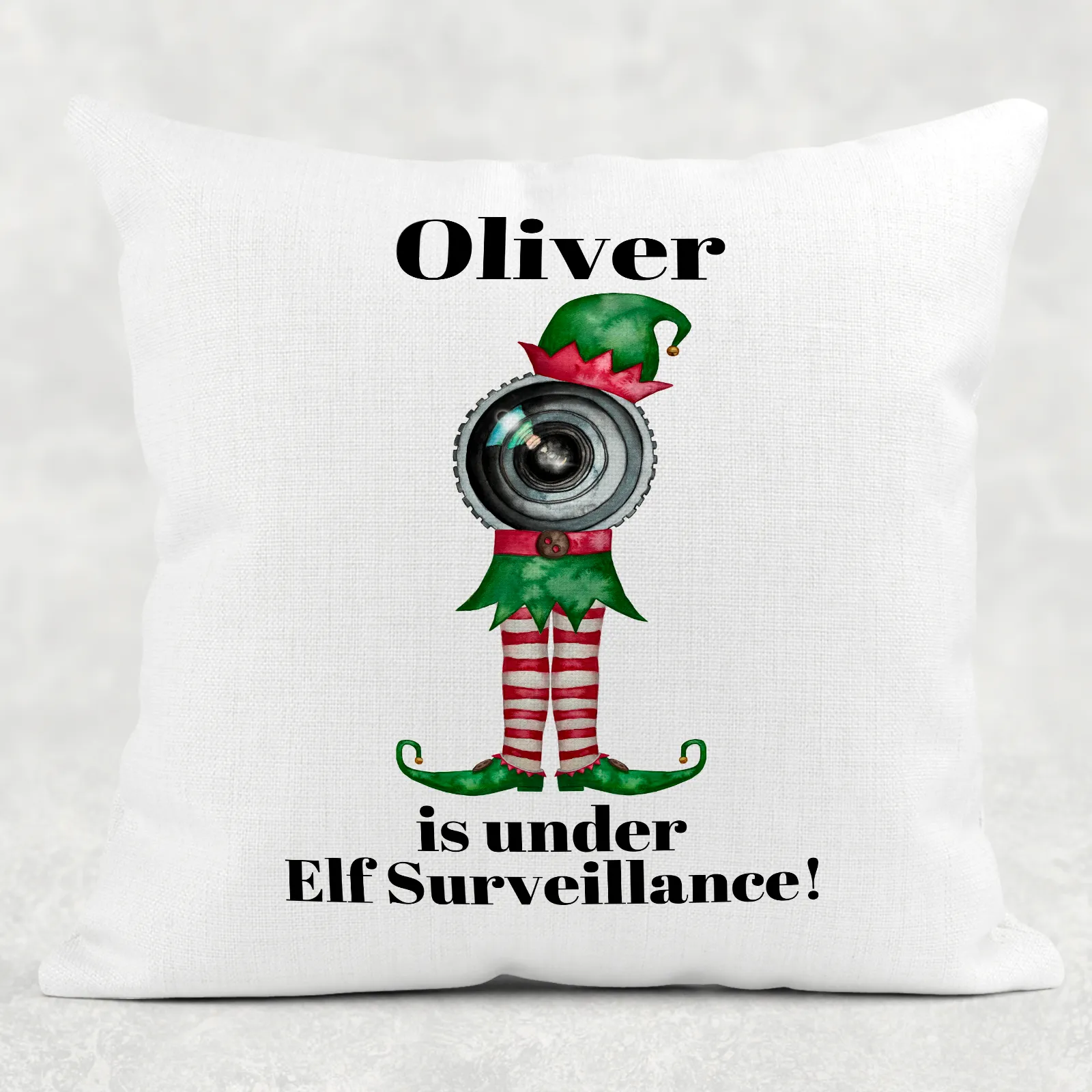 Elf Surveillance Christmas Cushion