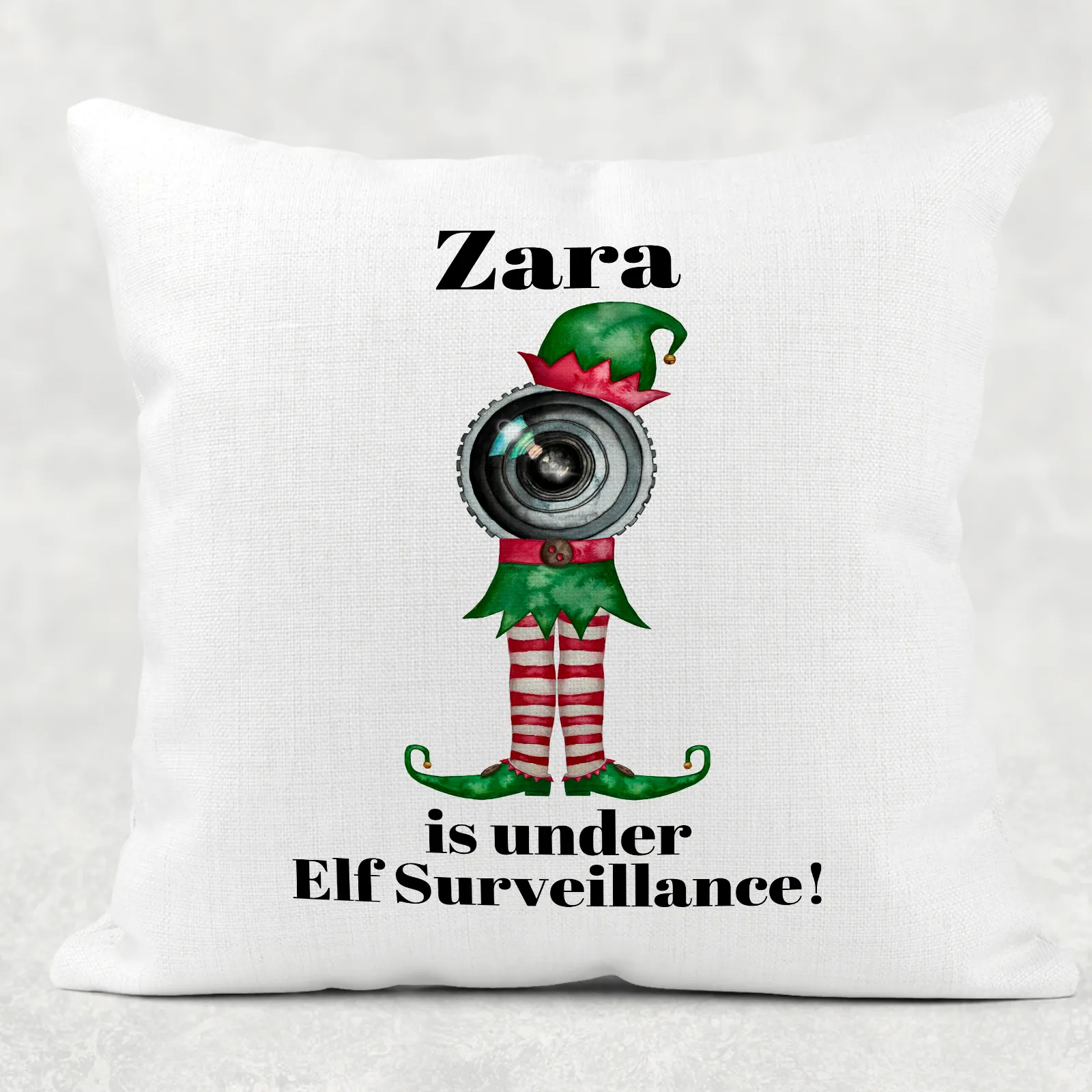 Elf Surveillance Christmas Cushion