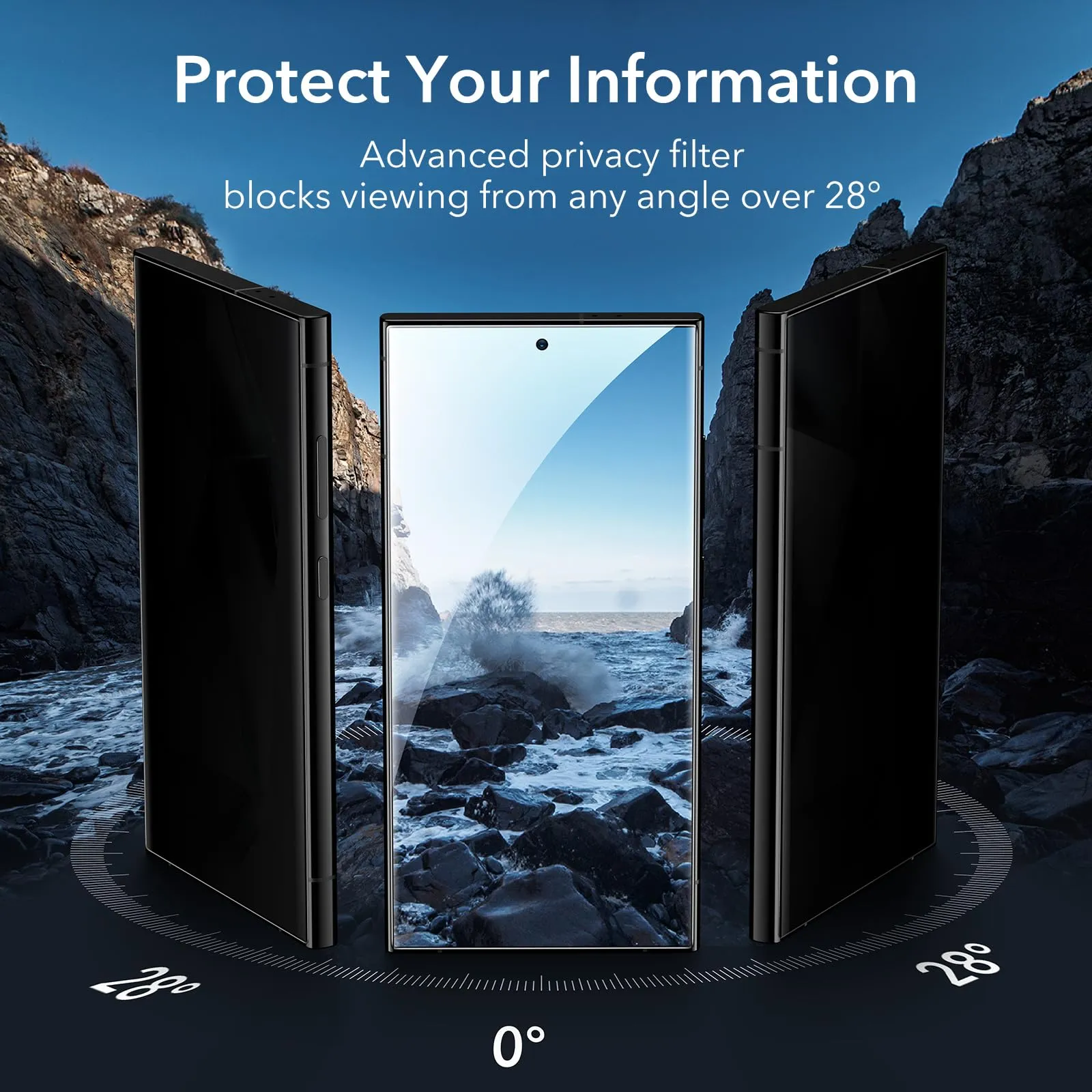 ESR for Samsung Galaxy S24 Ultra Privacy Screen Protector Set, 2 Tempered Glass Screen Guards and 1 Set Individual Lens Protector,Full-Coverage Military-Grade Protection, Scratch Resistant