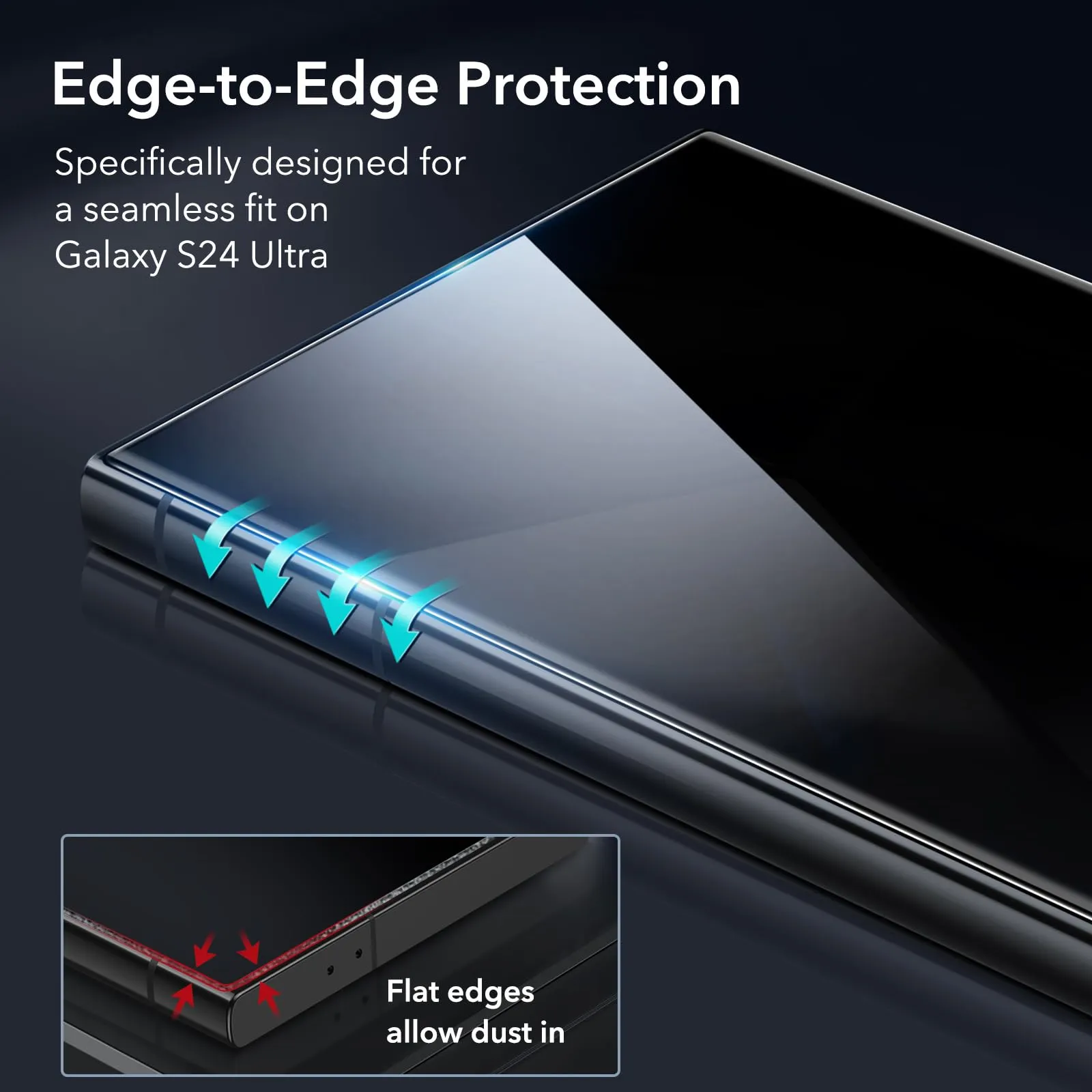 ESR for Samsung Galaxy S24 Ultra Privacy Screen Protector Set, 2 Tempered Glass Screen Guards and 1 Set Individual Lens Protector,Full-Coverage Military-Grade Protection, Scratch Resistant
