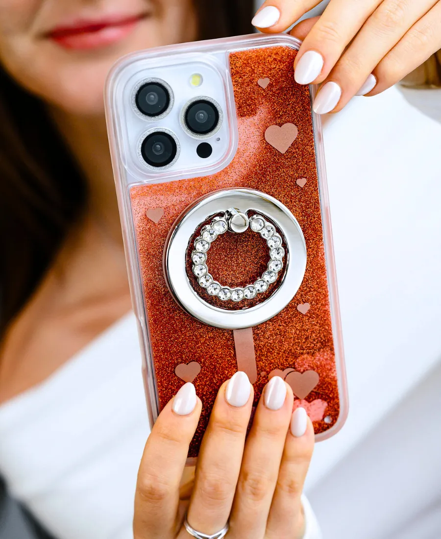 Fiery Hearts Glitter MagSafe Phone Case