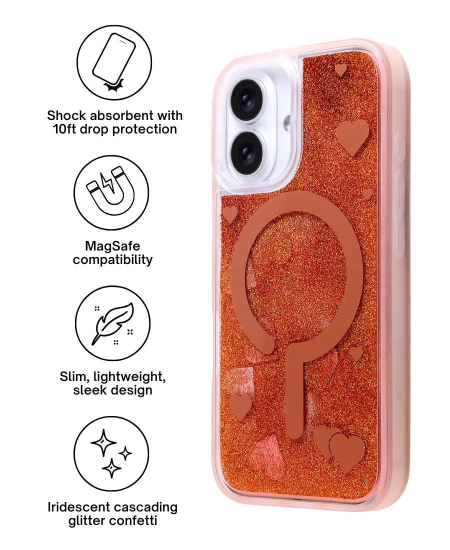 Fiery Hearts Glitter MagSafe Phone Case