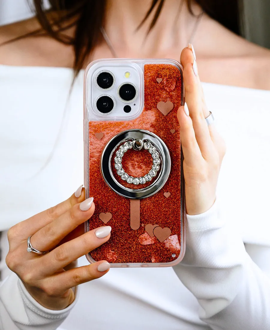Fiery Hearts Glitter MagSafe Phone Case