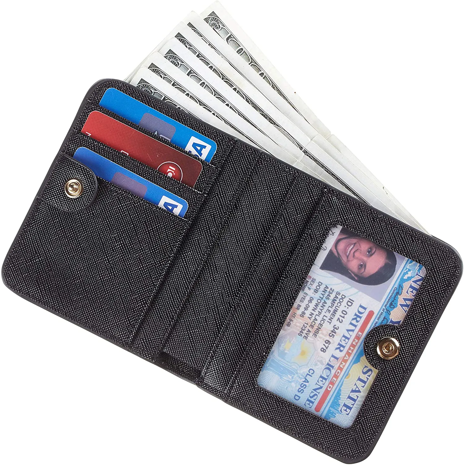Gostwo Womens Rfid Blocking Small Compact Bifold Luxury Genuine Leather Pocket Wallet Ladies Mini Purse with ID Window
