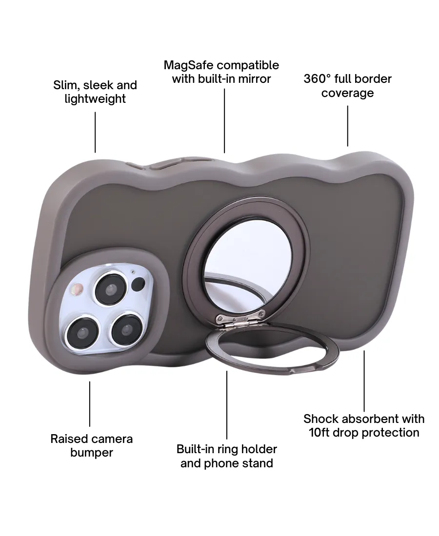 Gray Wavy Mirror MagSafe Phone Case