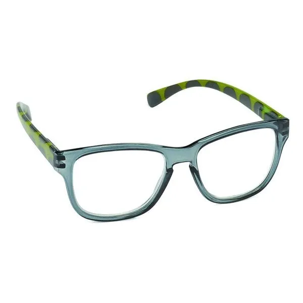 ICU READING GLASSES GRAY/GREEN DOTS
