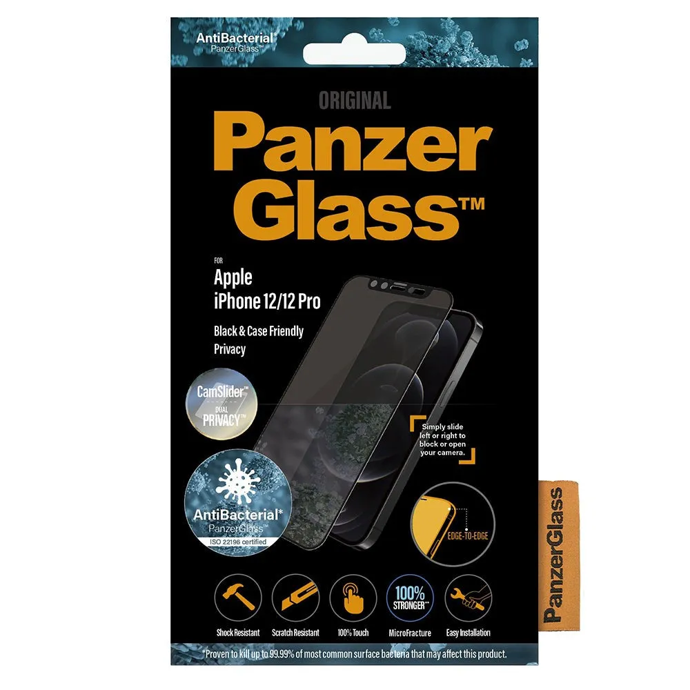 iPhone 12 / 12 Pro PanzerGlass AntiBacterial Skærmbeskyttelse - CamSlider - Privacy - Case Friendly - Sort