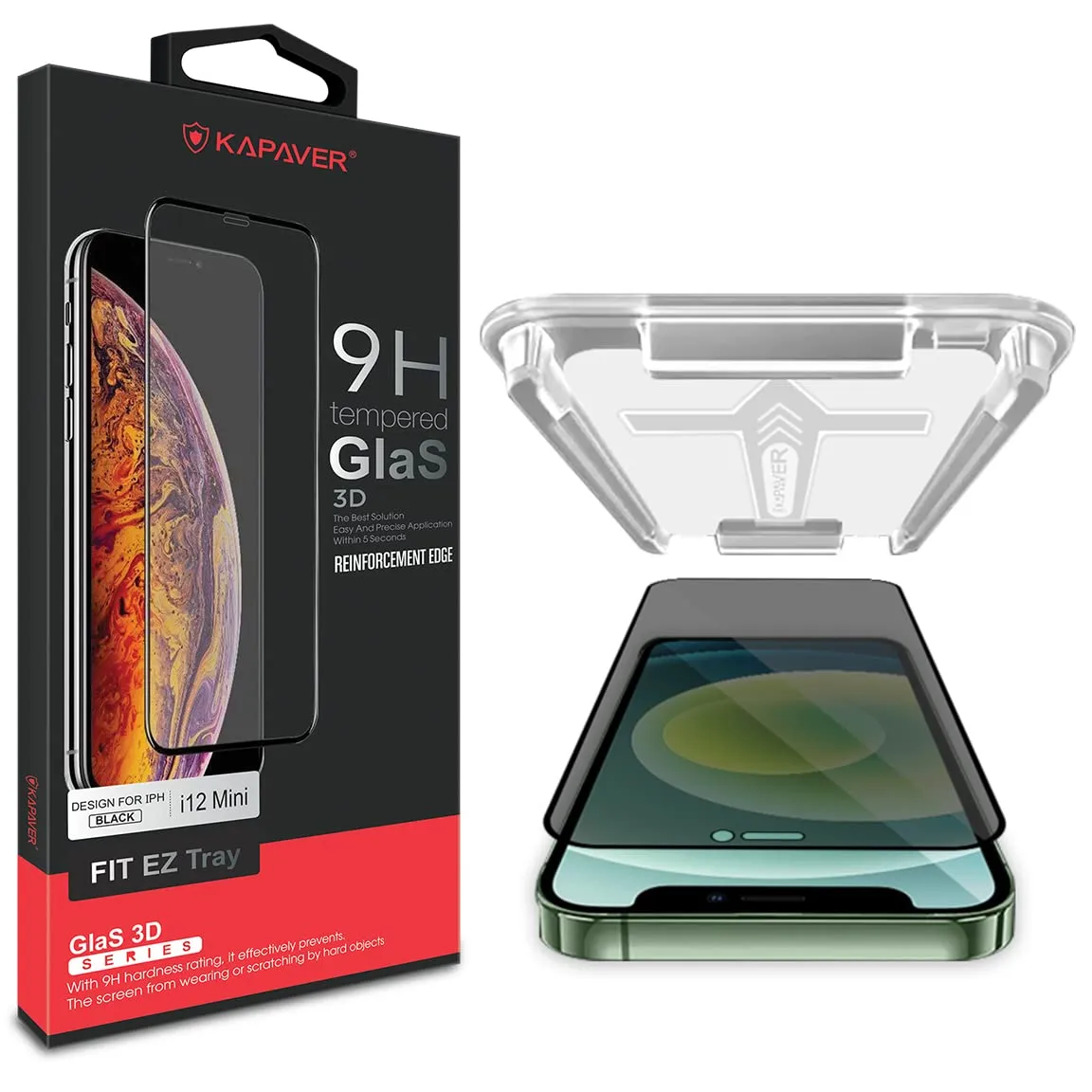 iPhone 12 Mini Tempered Glass Screen Protector Guard | Easy FIT - 2 Pack