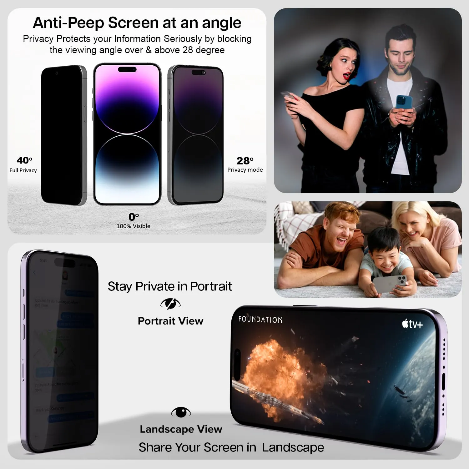 iPhone 14 Pro GT Series Privacy Tempered Glass Screen Protector Guard | Easy Do (Privacy) - 1 Pack