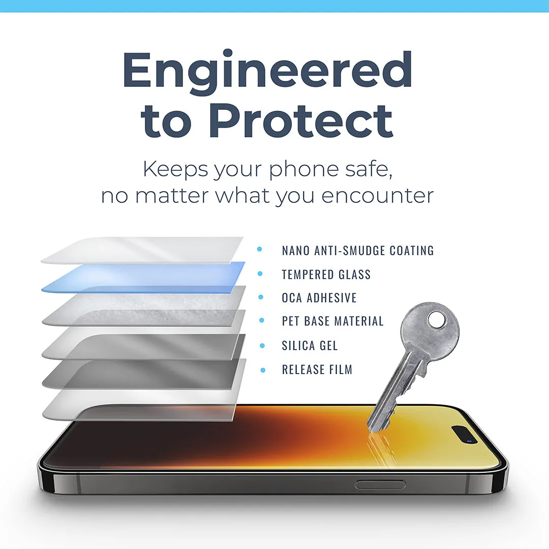 iPhone 15 Plus Tempered Glass Privacy Screen Protector and Easy Install Kit [2-Pack]