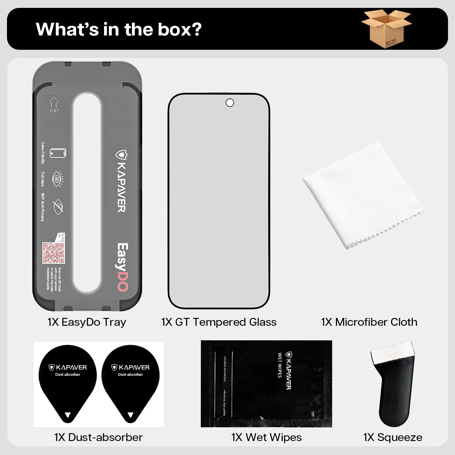iPhone 15 Pro Max Easy DO Tempered Glass Screen Protector Guard | GT Series (Privacy) - 1 Pack