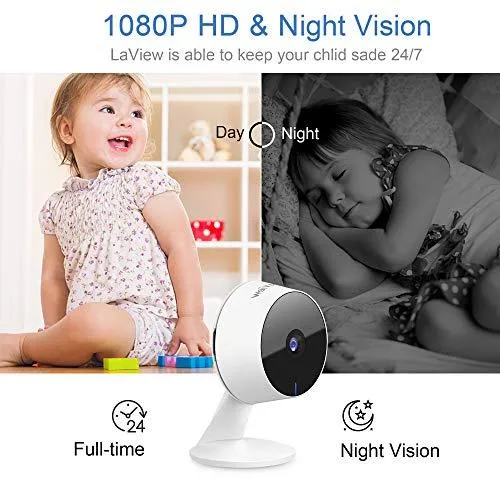 LaView Security Cameras 4pc,Home Security Camera Indoor 1080P,WiFi Cameras for Pet,Motion Detection,Two-Way Audio,Night Vision,Works with Alexa & Google Assistant,iOS & Android & Web Access,US Cloud